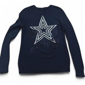 Rebecca Minkoff tasseled fringe star wool blend pullover knit sweater black S